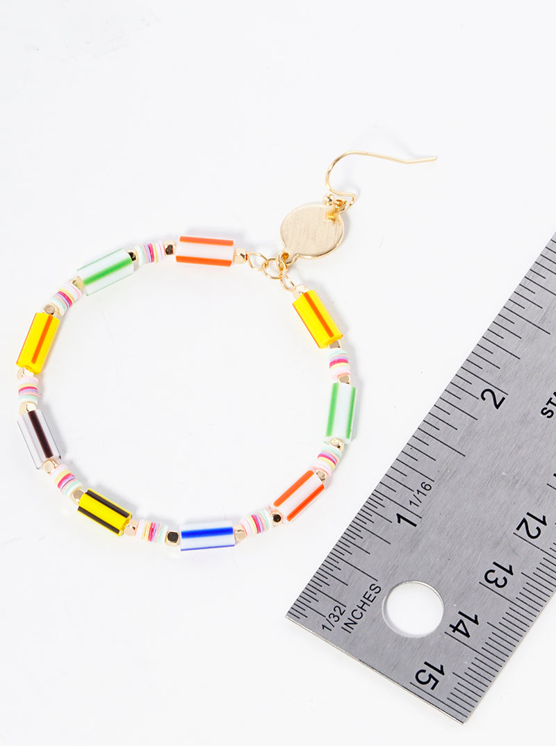 Multi Beaded Circle Dangle Drop Earrings