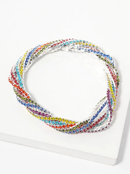 Multi-color Crystal Pave Stone Stretch Bracelet