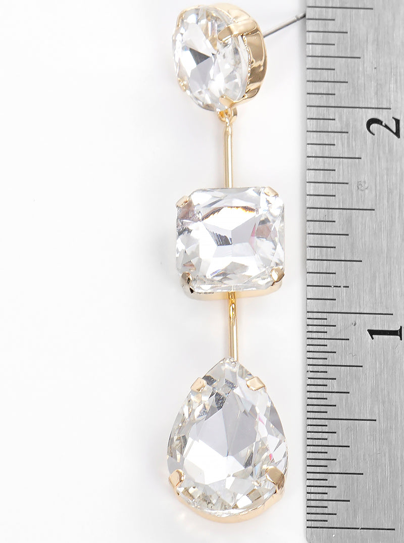 Multi Shaped Rhinestone Drop Earrings