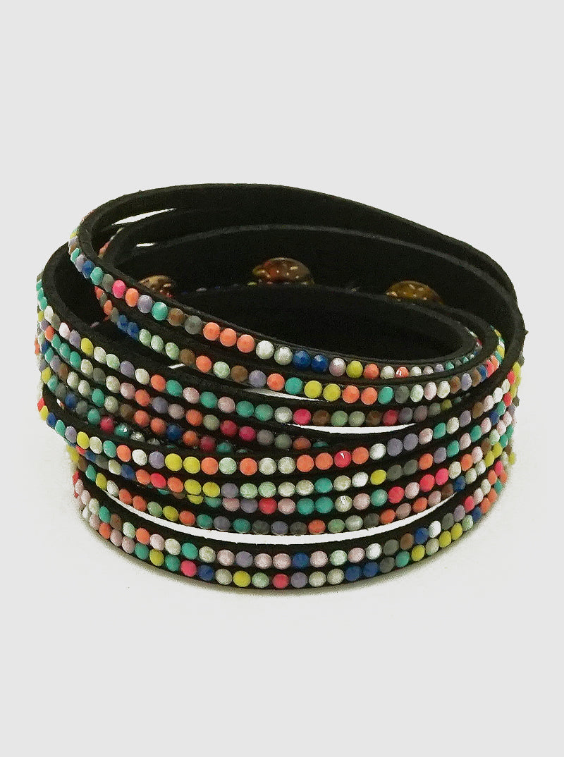 Multi Strand Colorful Crystal Studded Wrap Around Bracelet