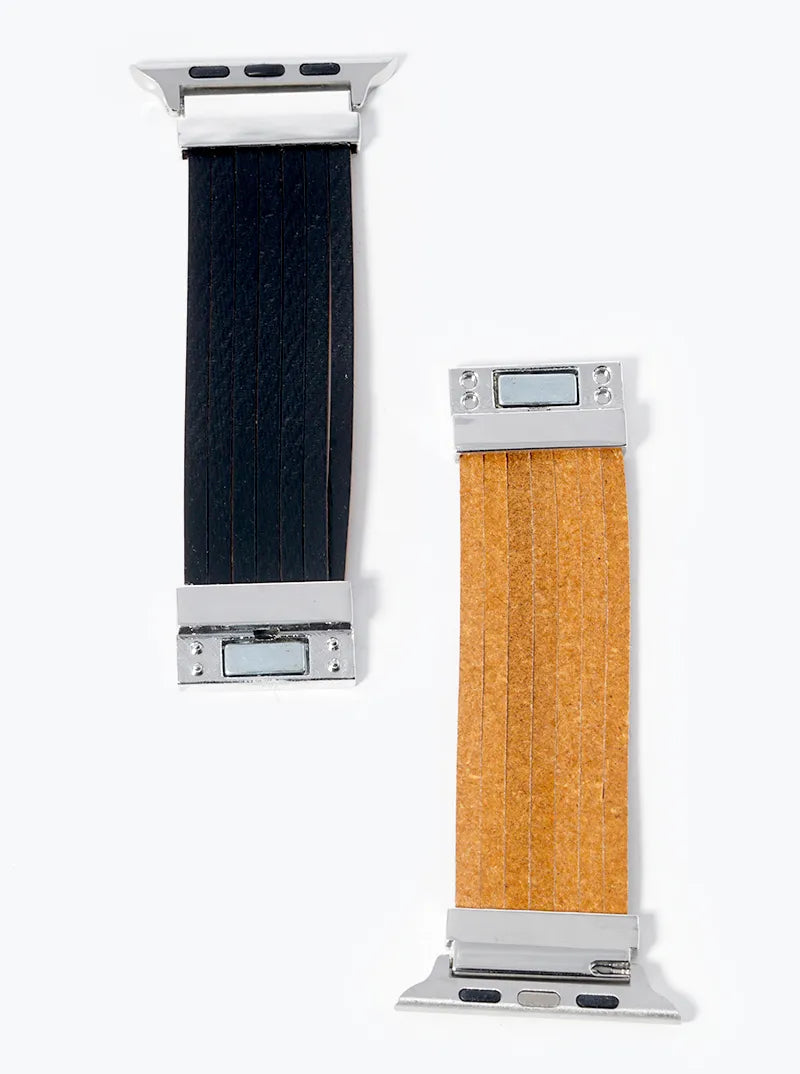 Multi Strand Genuine Leather Magnetic Closure Apple Watch Strap