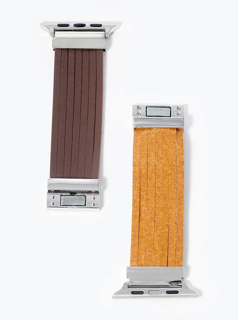 Multi Strand Genuine Leather Magnetic Closure Apple Watch Strap