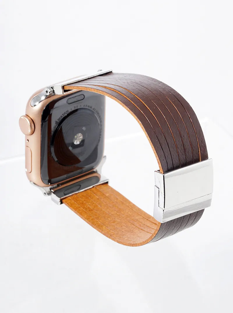 Multi Strand Genuine Leather Magnetic Closure Apple Watch Strap