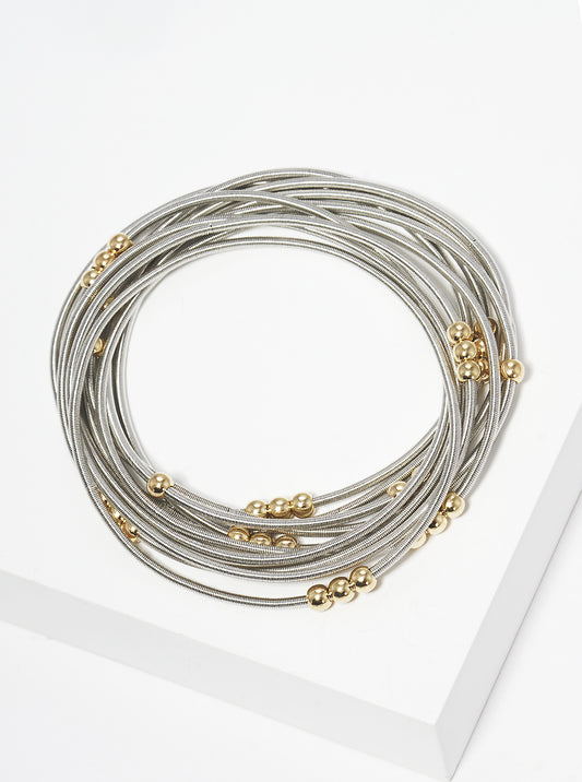 Multi Strand Spring Wire Ball Beads Stackable Stretch Bracelet