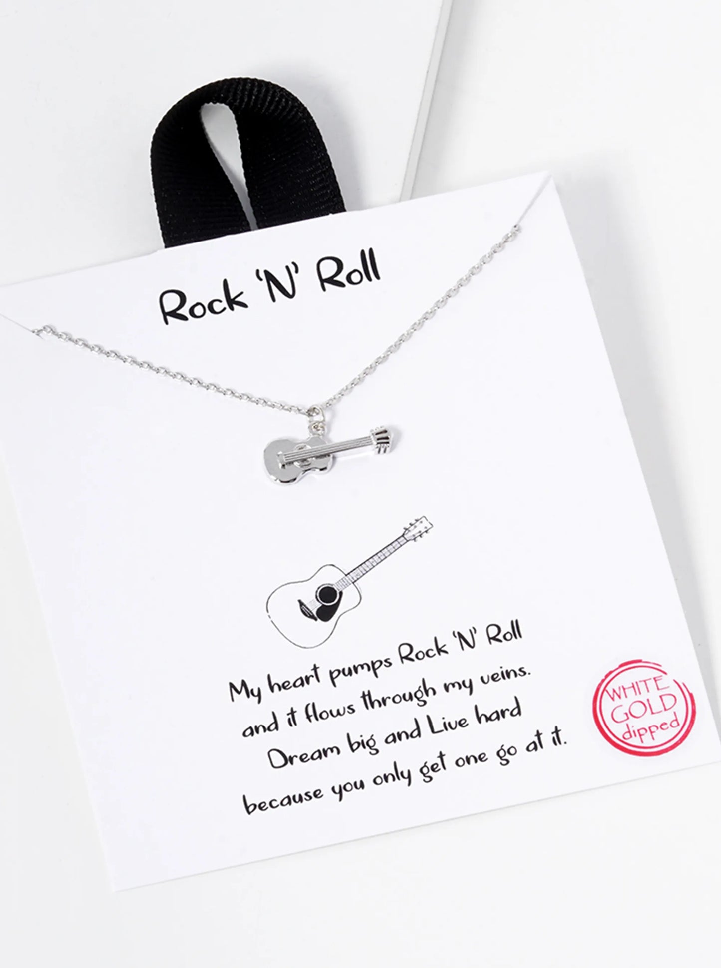 Music-Inspired 18K-Gold-Dipped Brass Guitar Pendant Necklace