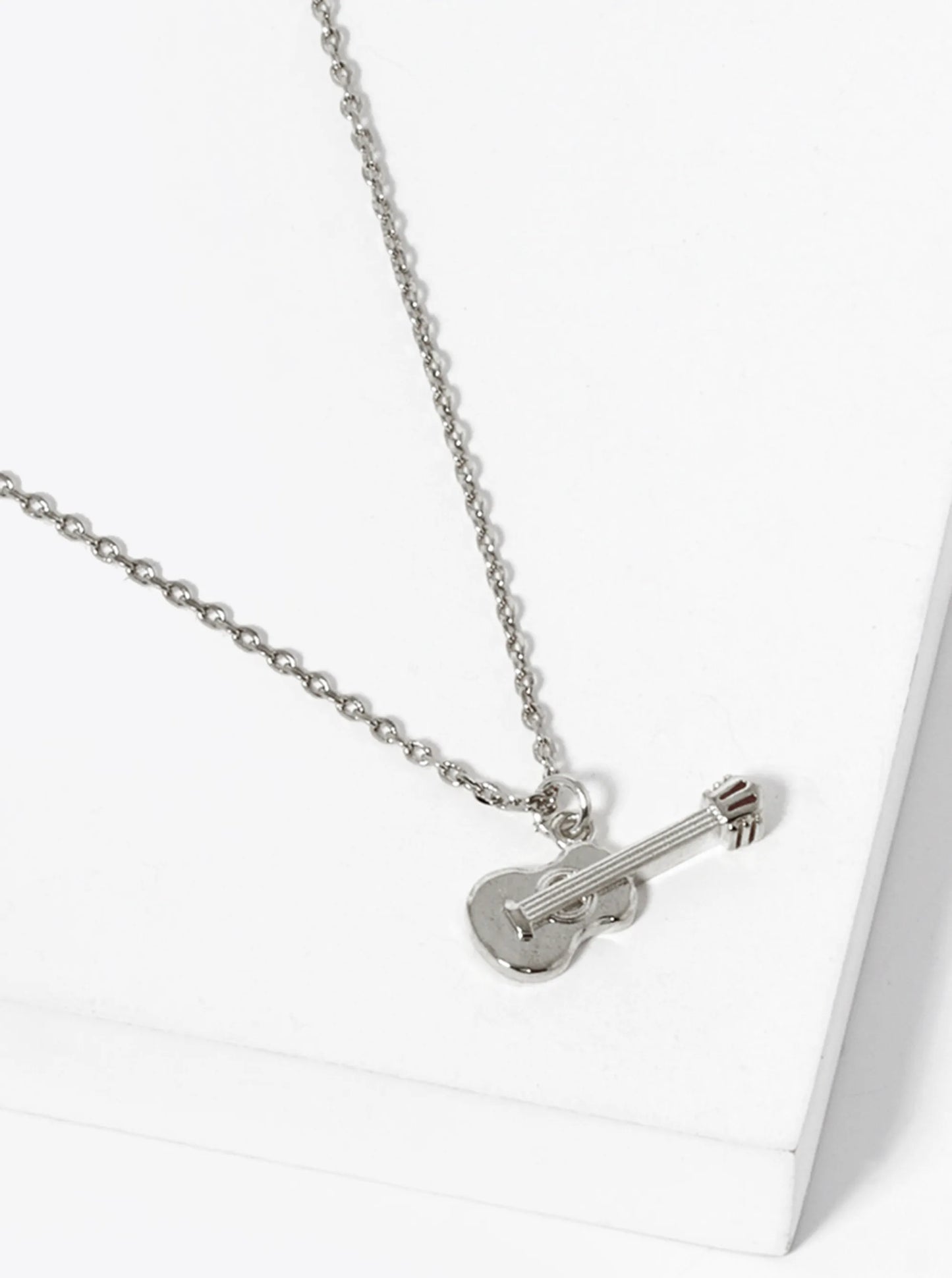 Music-Inspired 18K-Gold-Dipped Brass Guitar Pendant Necklace