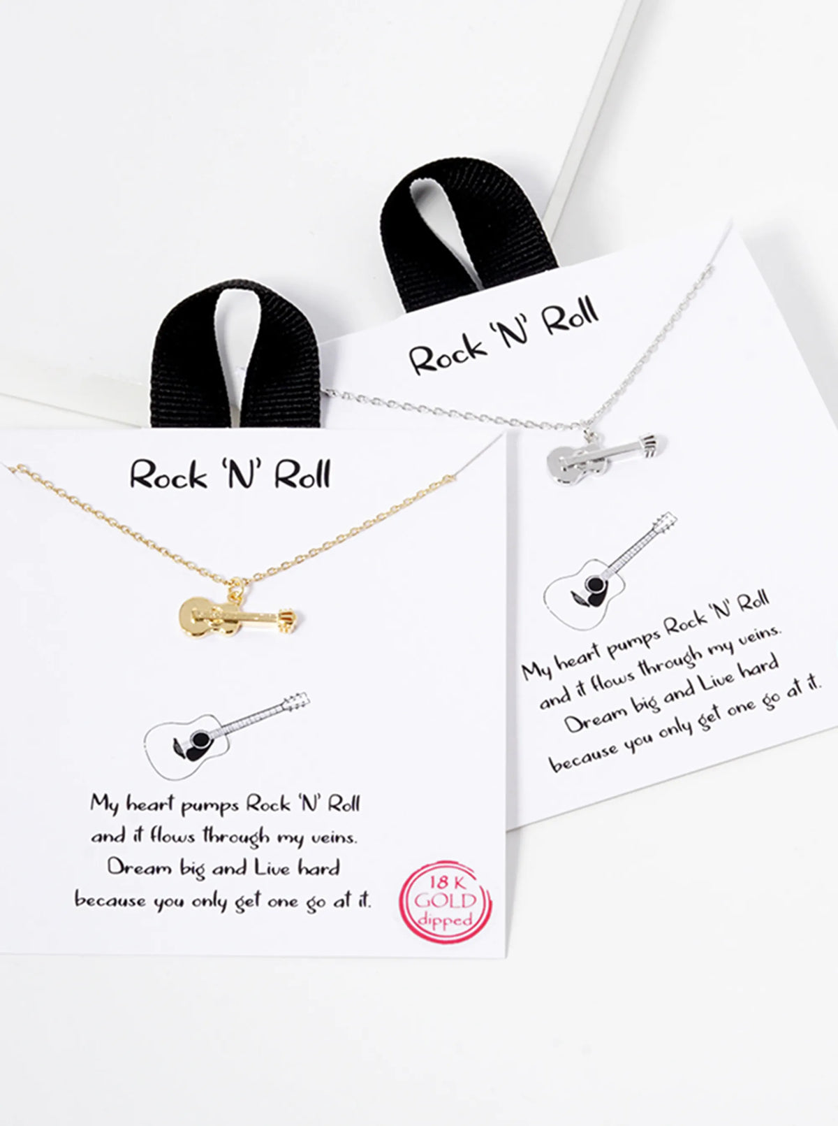 Music-Inspired 18K-Gold-Dipped Brass Guitar Pendant Necklace