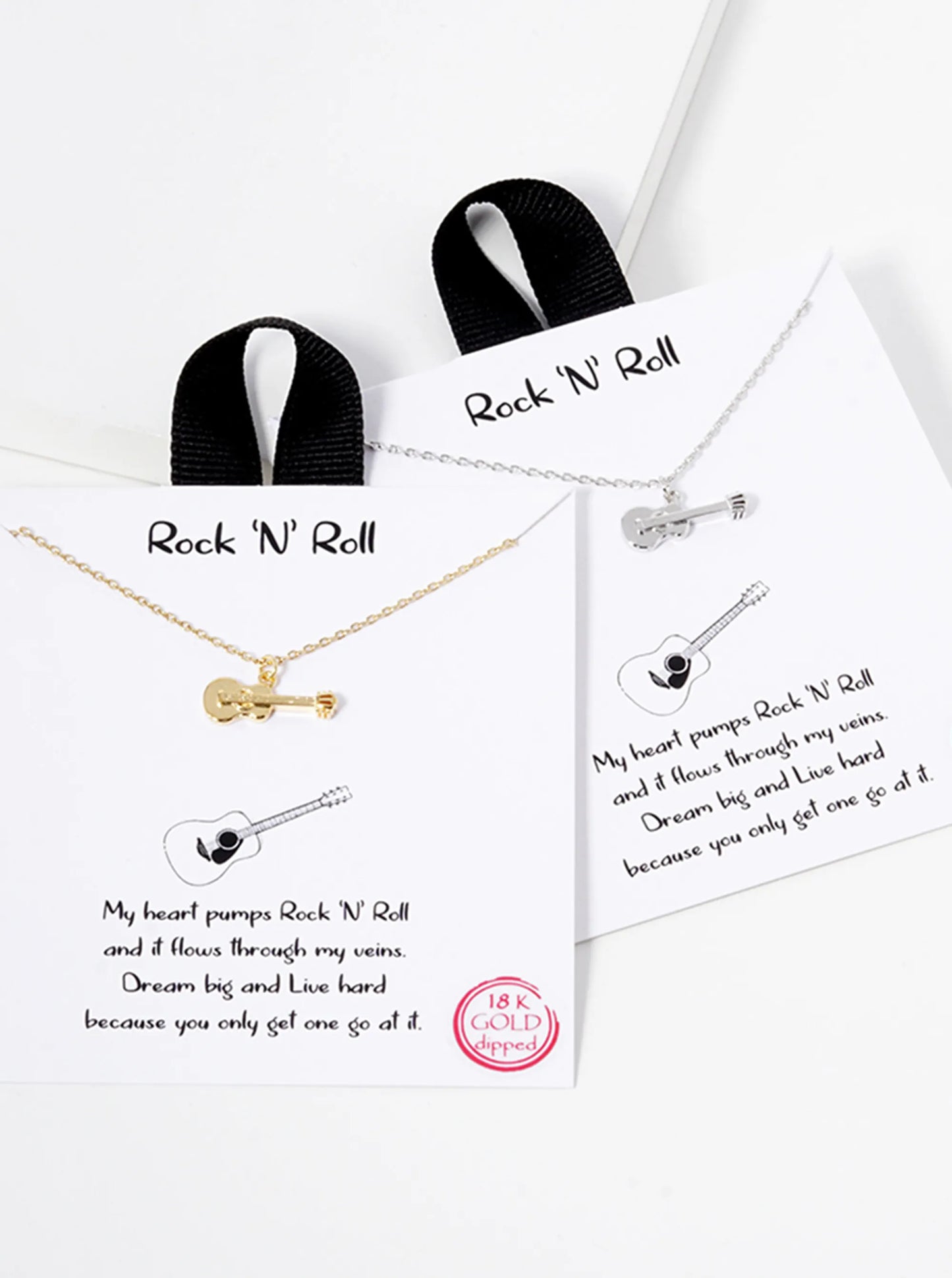 Music-Inspired 18K-Gold-Dipped Brass Guitar Pendant Necklace