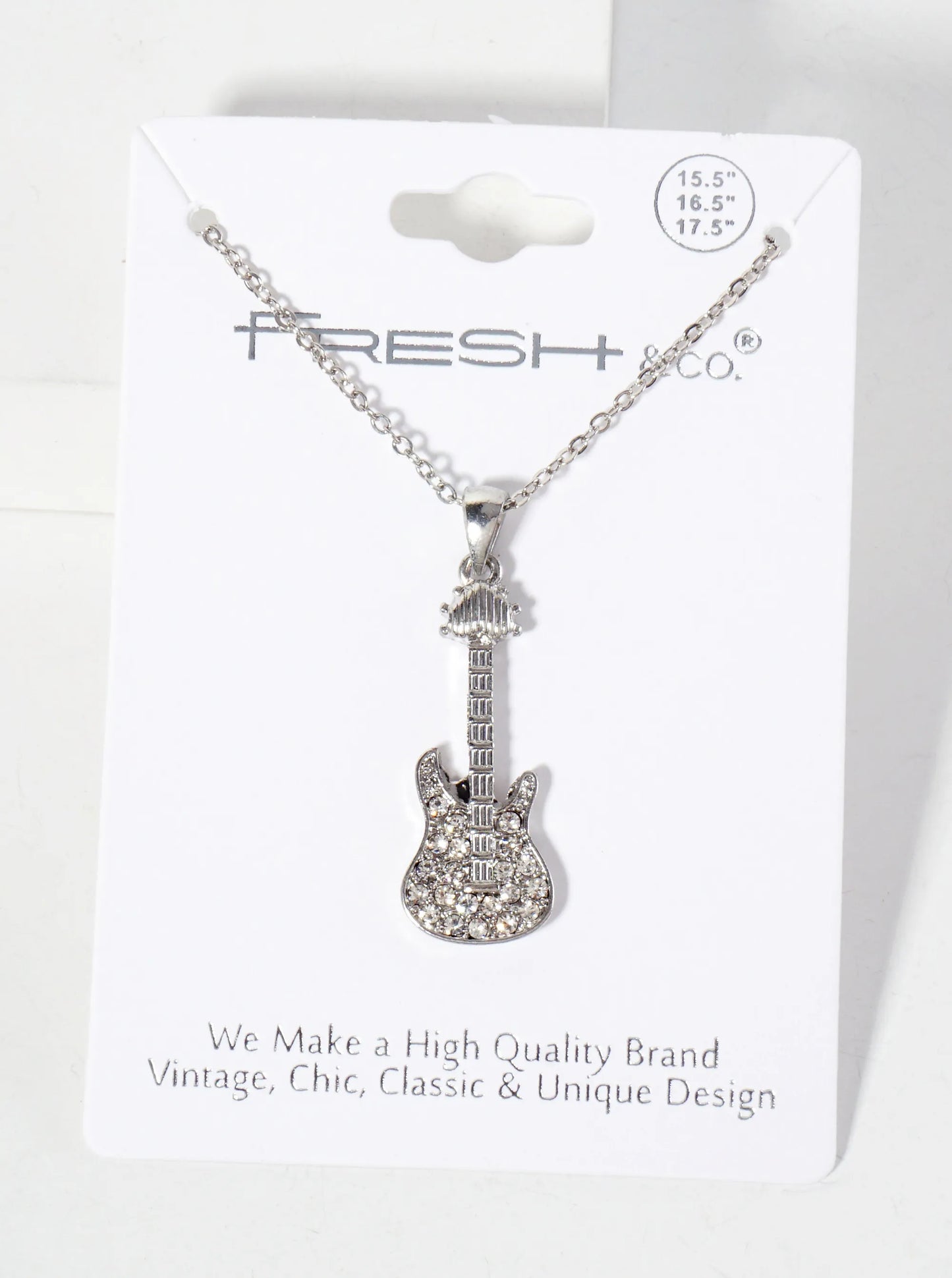 Music-Inspired Crystal-Pave Guitar Pendant Necklace