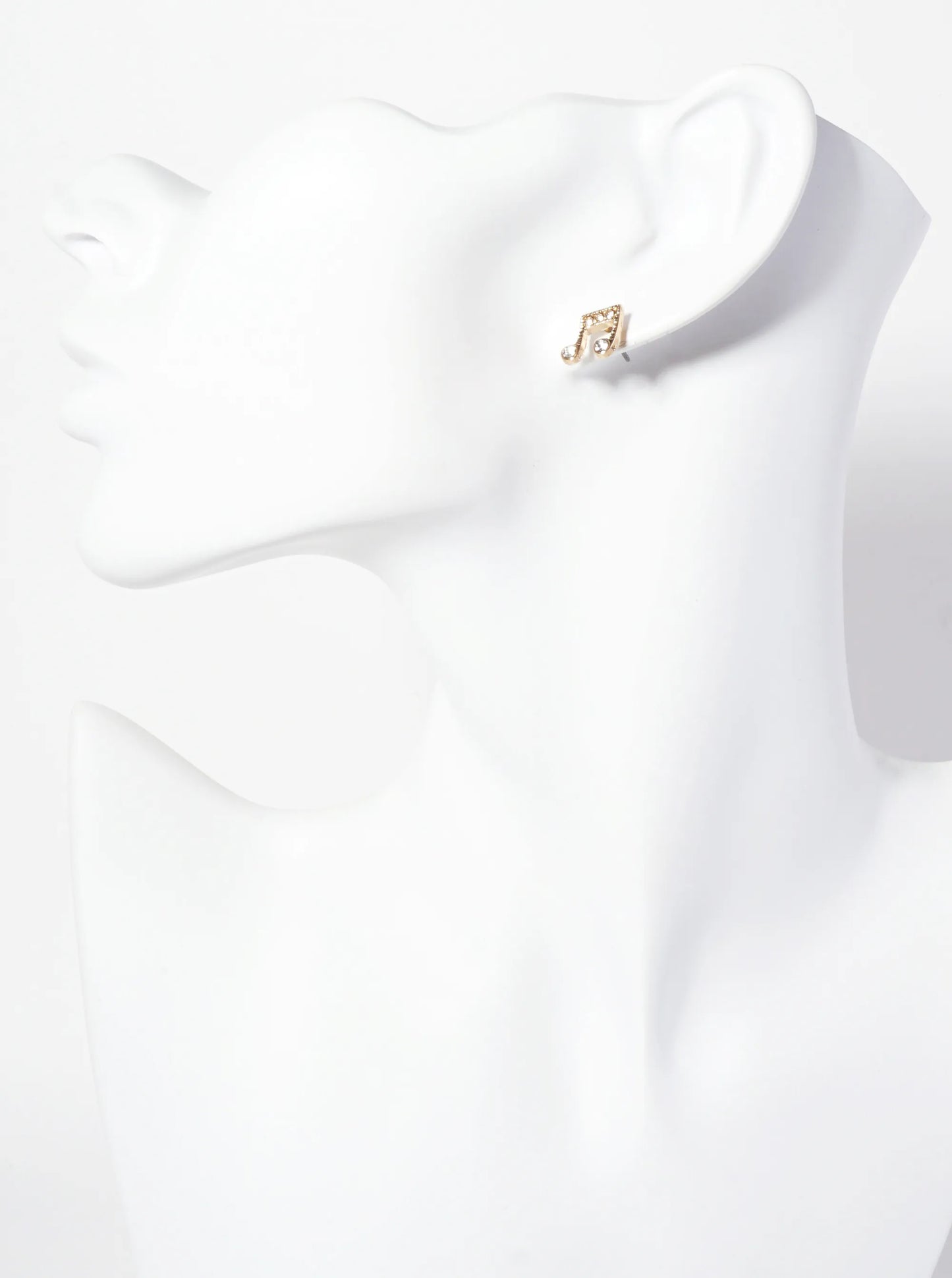 Music-Inspired Crystal-Pave Symmetrical Musical-Note Stud Earrings