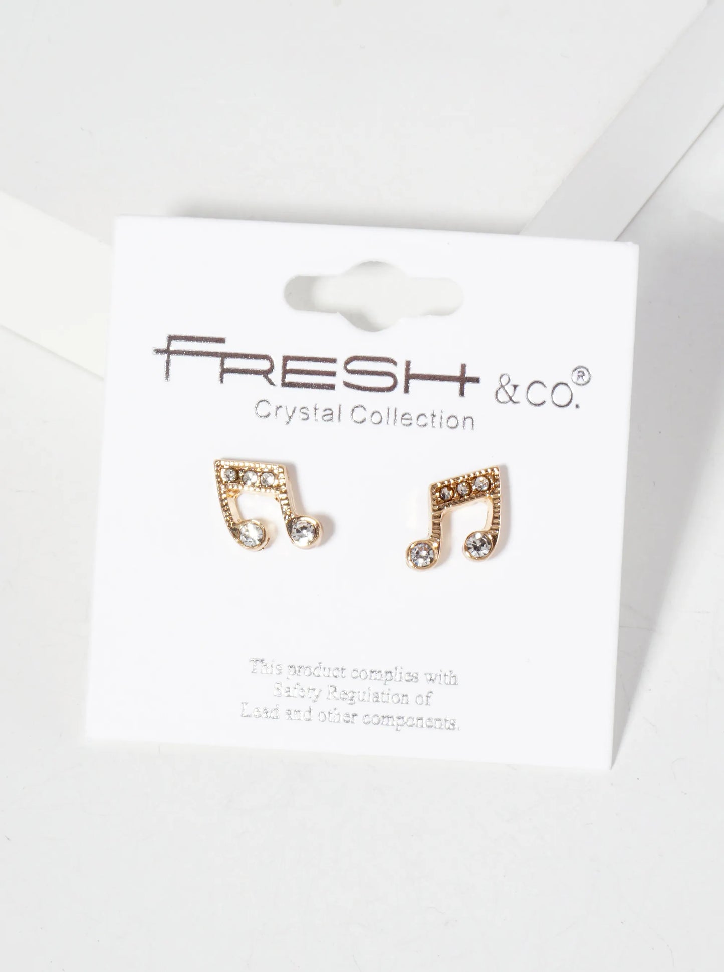 Music-Inspired Crystal-Pave Symmetrical Musical-Note Stud Earrings