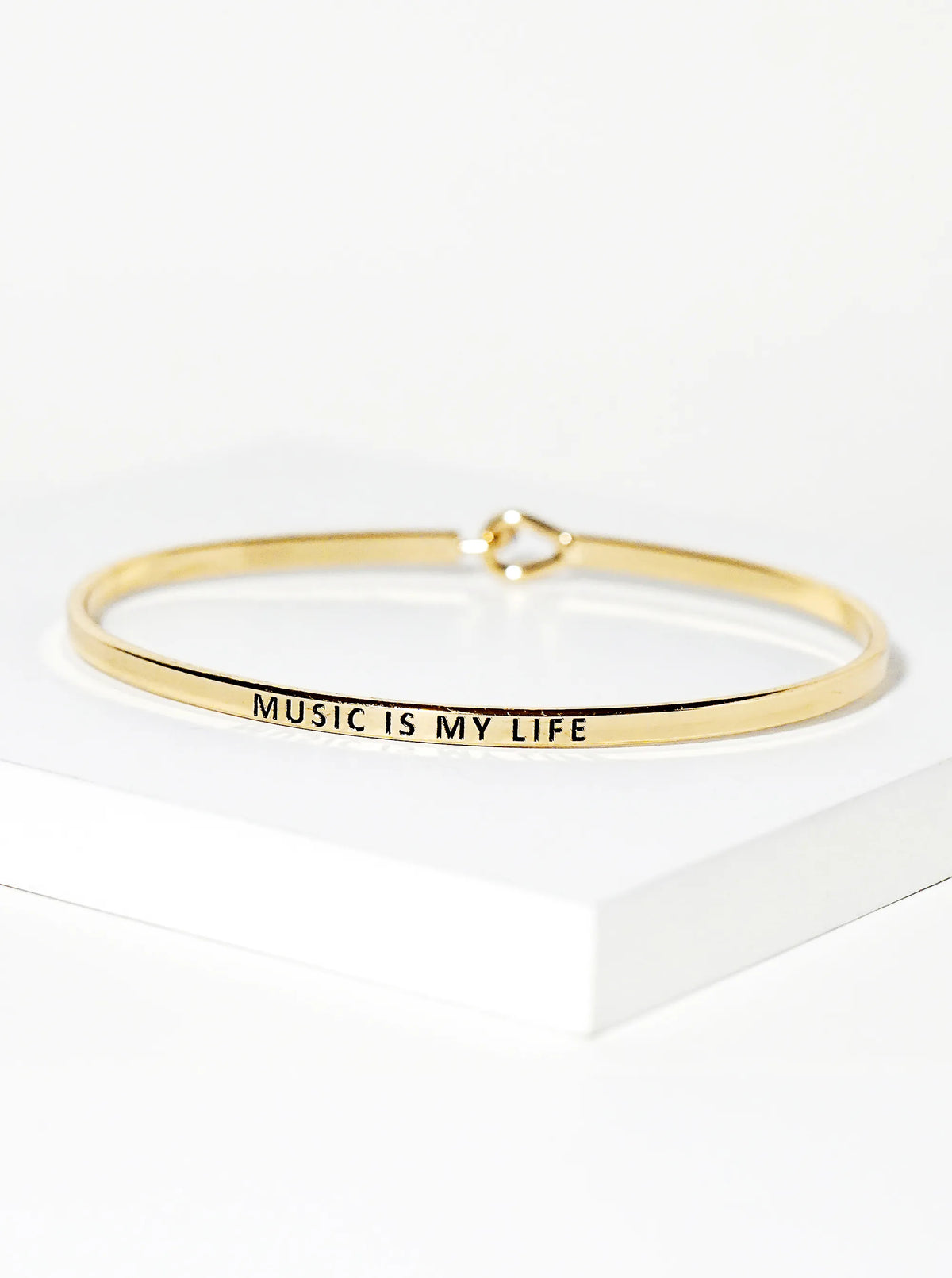 Music Is My Life Engraved Inspirational Bangle Bracelet