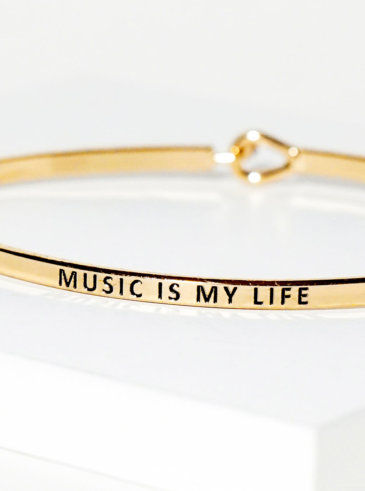 Music Is My Life Engraved Inspirational Bangle Bracelet