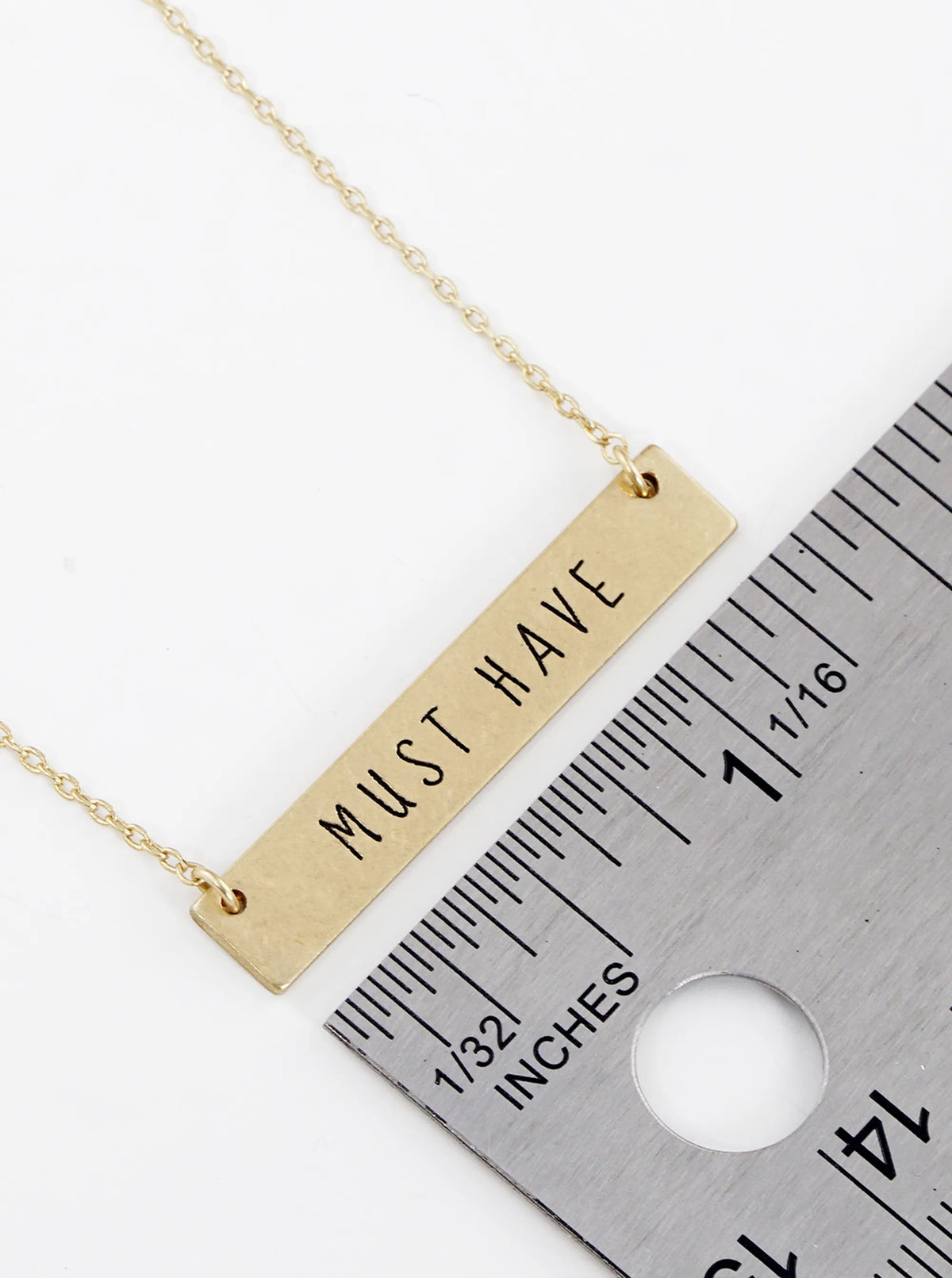 Must Have Engraved Horizontal Bar Pendant Necklace