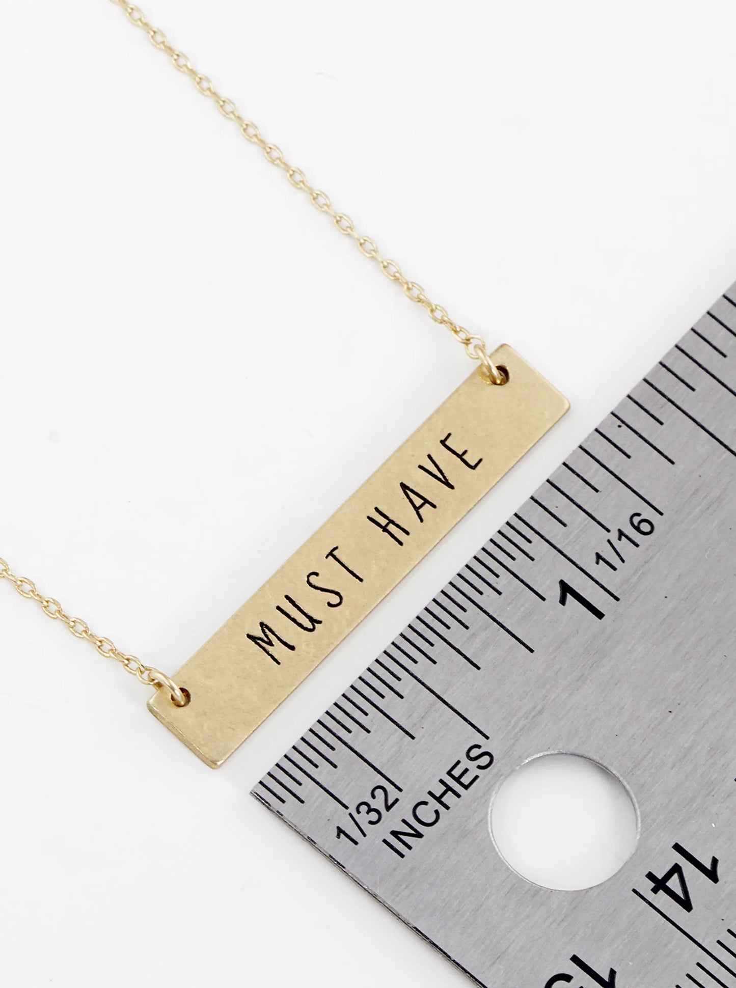 Must Have Engraved Horizontal Bar Pendant Necklace