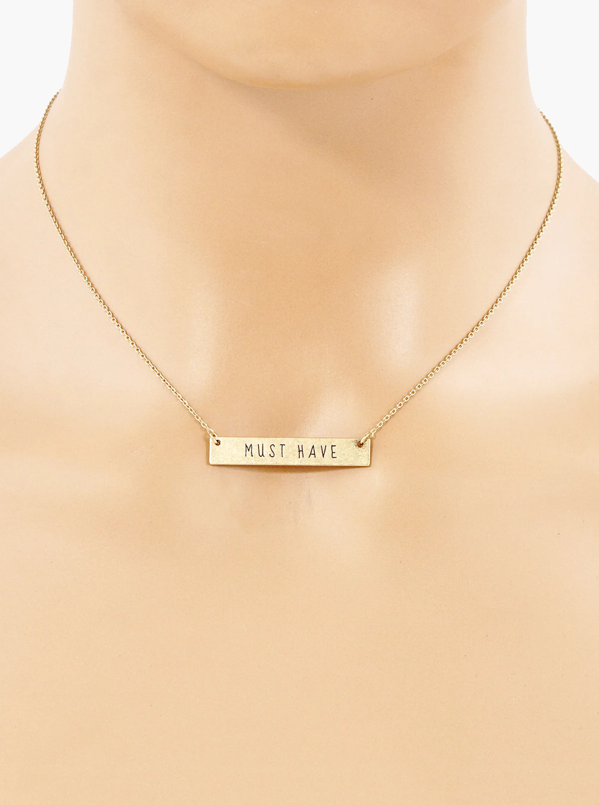 Must Have Engraved Horizontal Bar Pendant Necklace
