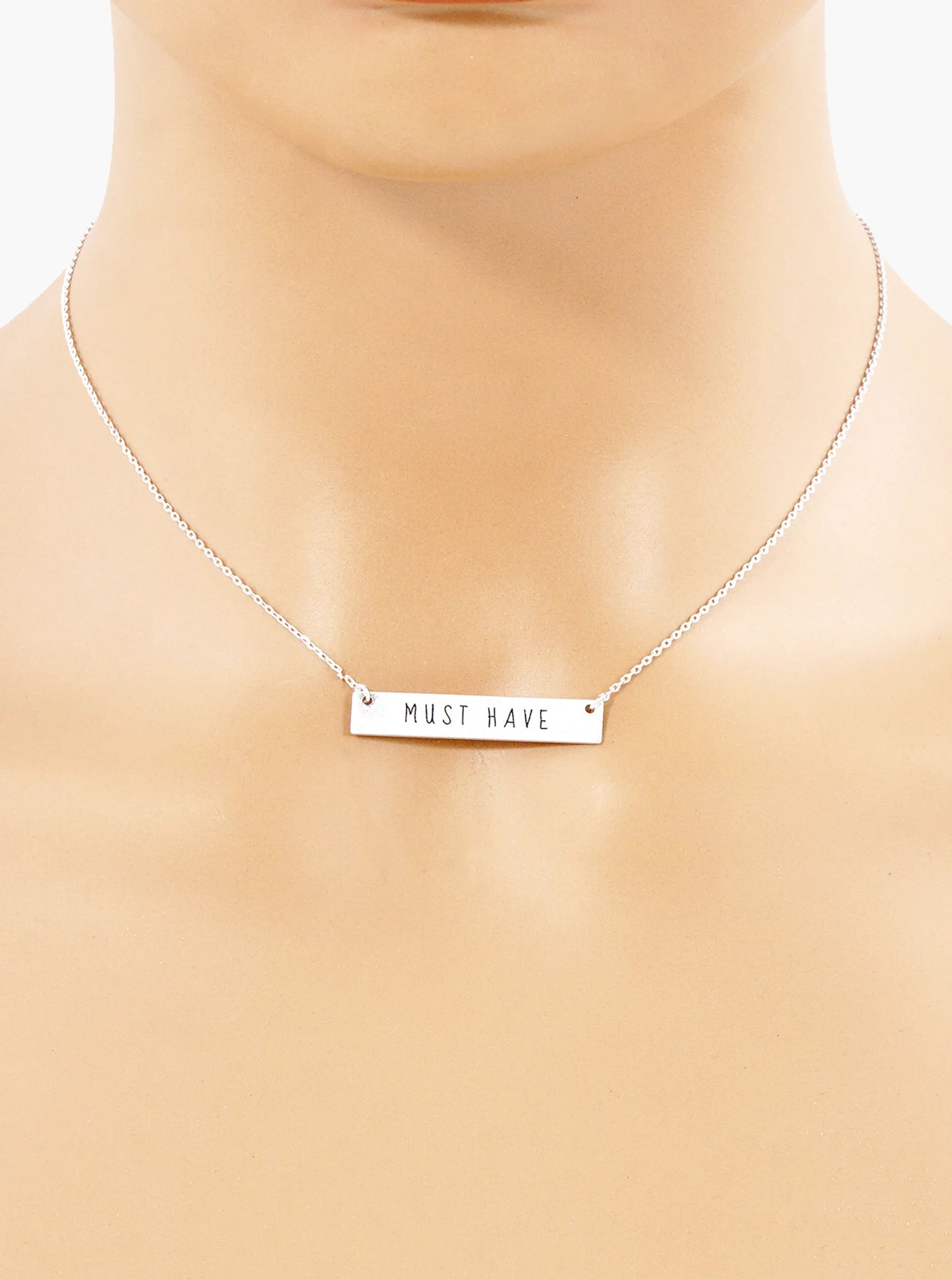 Must Have Engraved Horizontal Bar Pendant Necklace