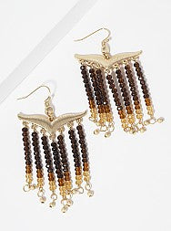 Mustachelike Faceted Glass Bead Tassel Drop Fish Hook Dangle Drop Earrings
