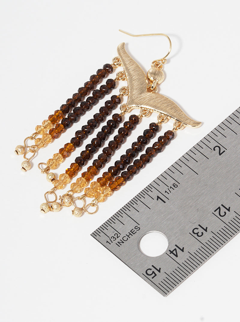 Mustachelike Faceted Glass Bead Tassel Drop Fish Hook Dangle Drop Earrings