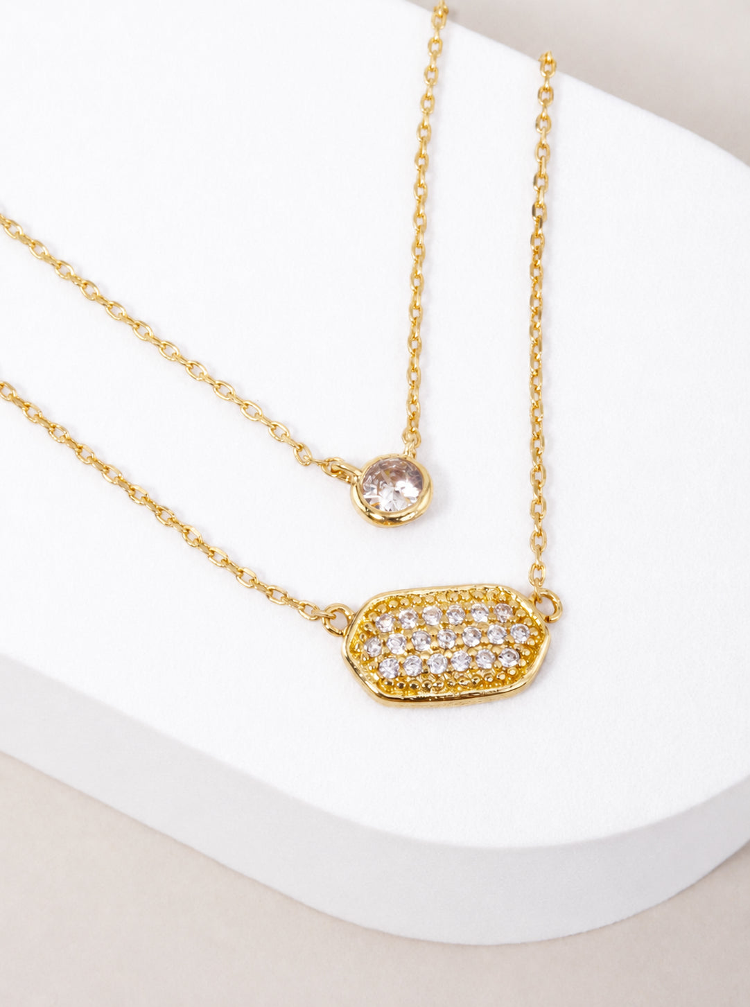 Elongated Hexagon 18K-Gold-Dipped Layered Necklace