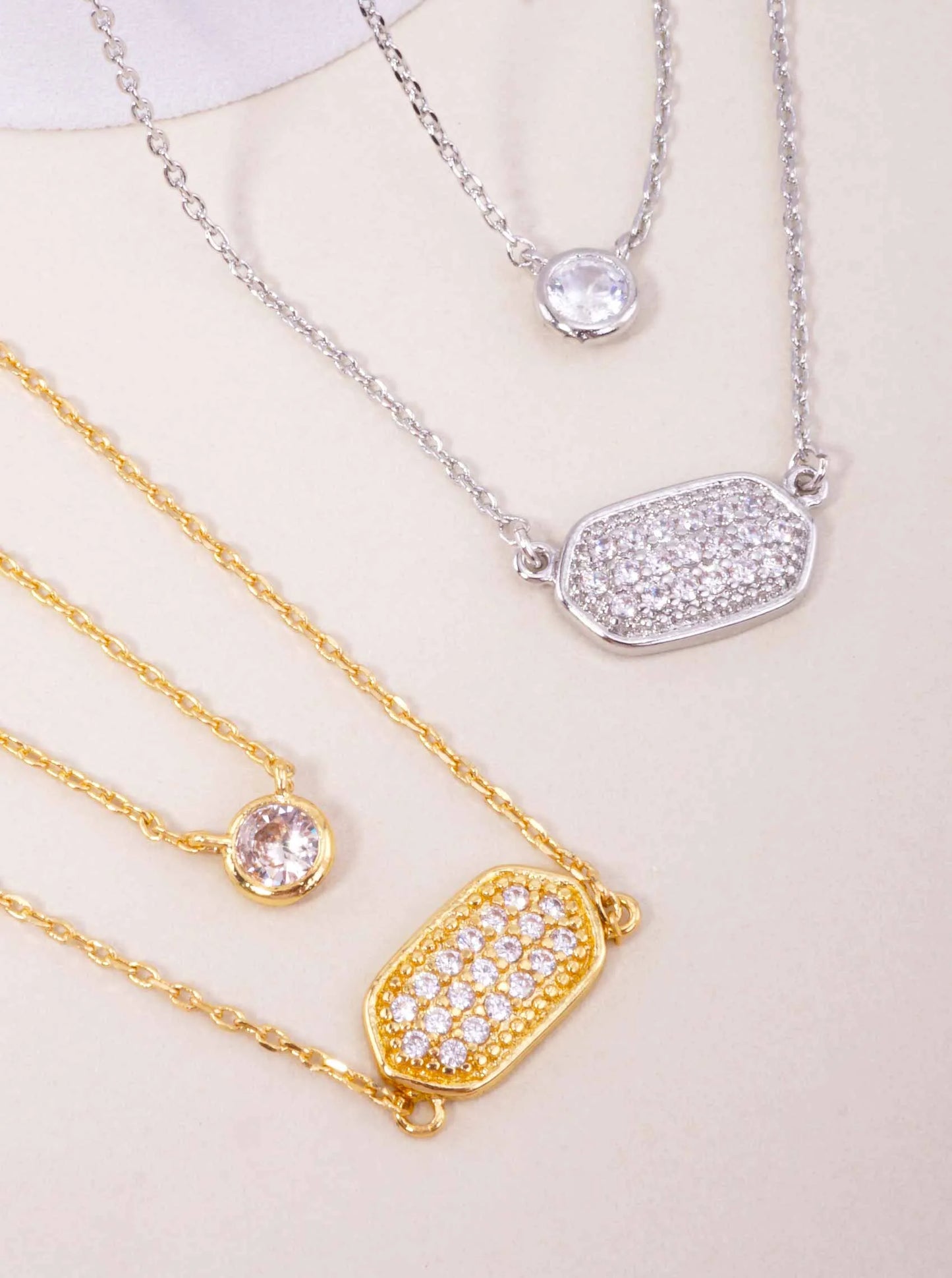 Elongated Hexagon 18K-Gold-Dipped Layered Necklace