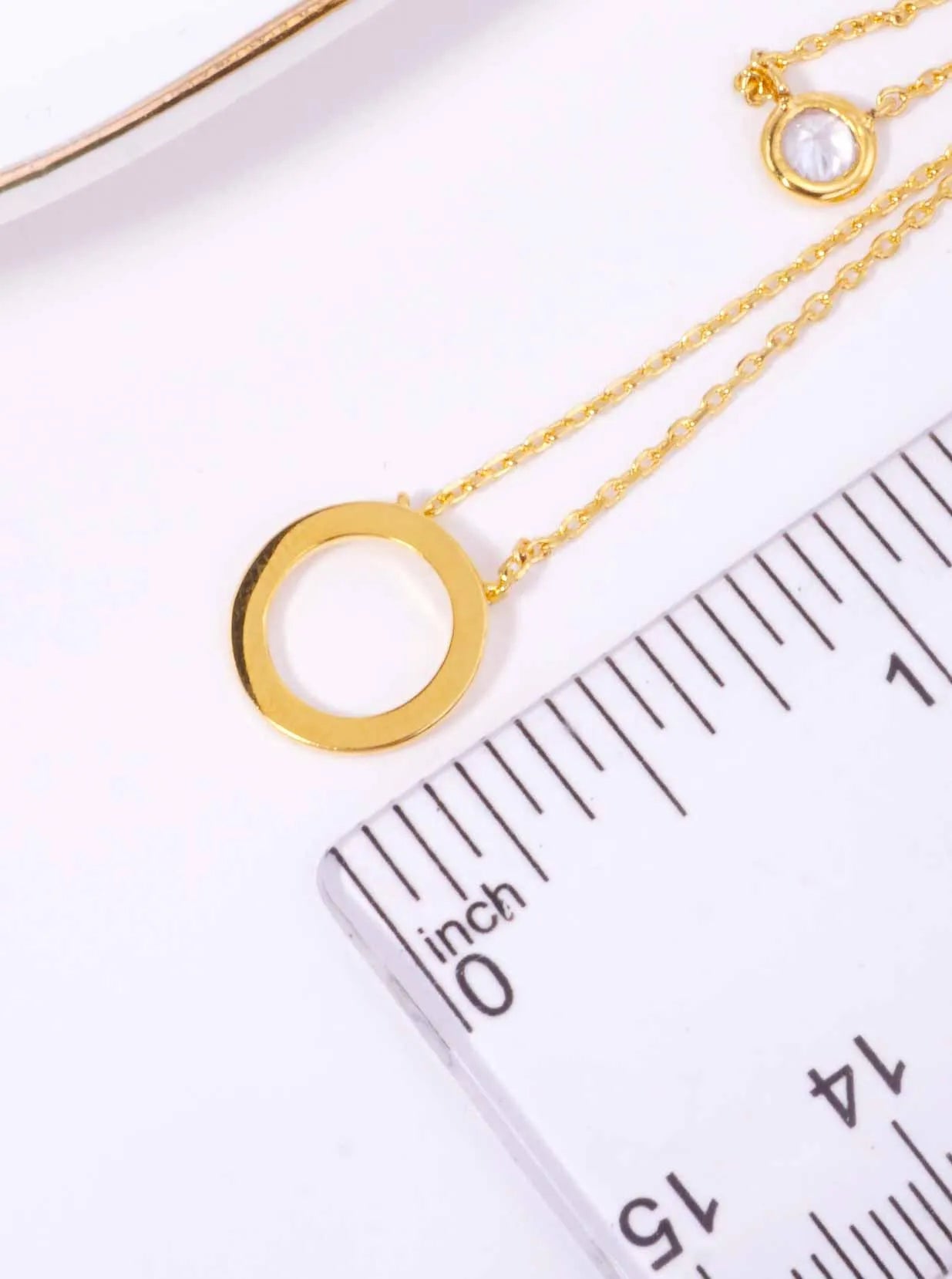 12mm CZ Circle 18K-Gold-Dipped Layered Necklace