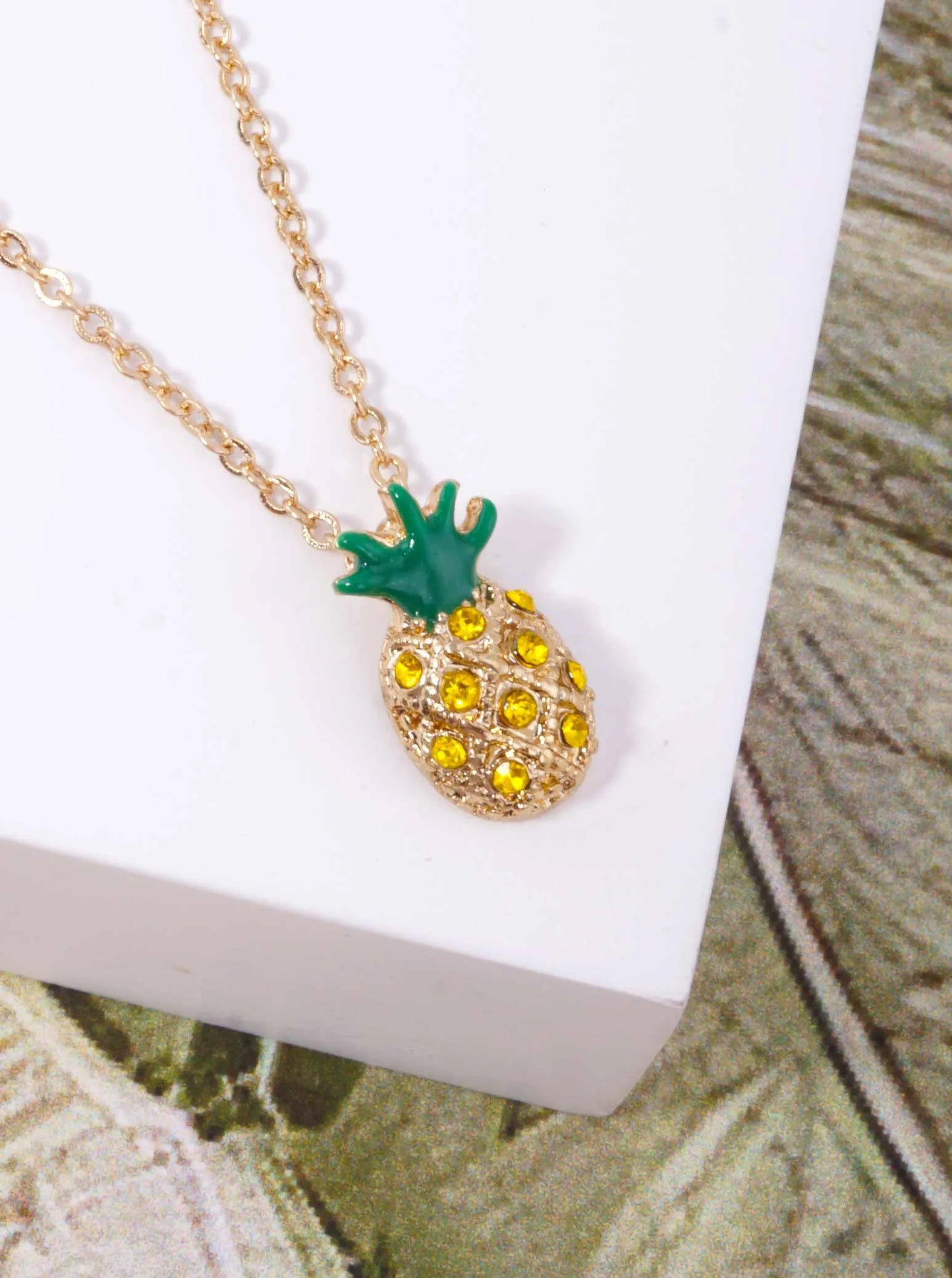 Crystal Pave Pineapple Pendant Necklace