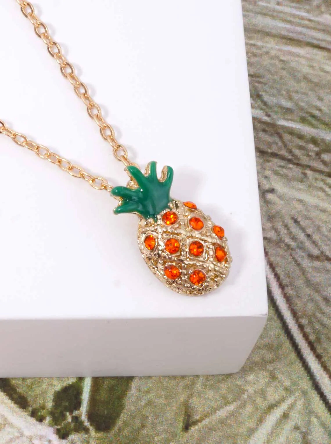 Crystal Pave Pineapple Pendant Necklace