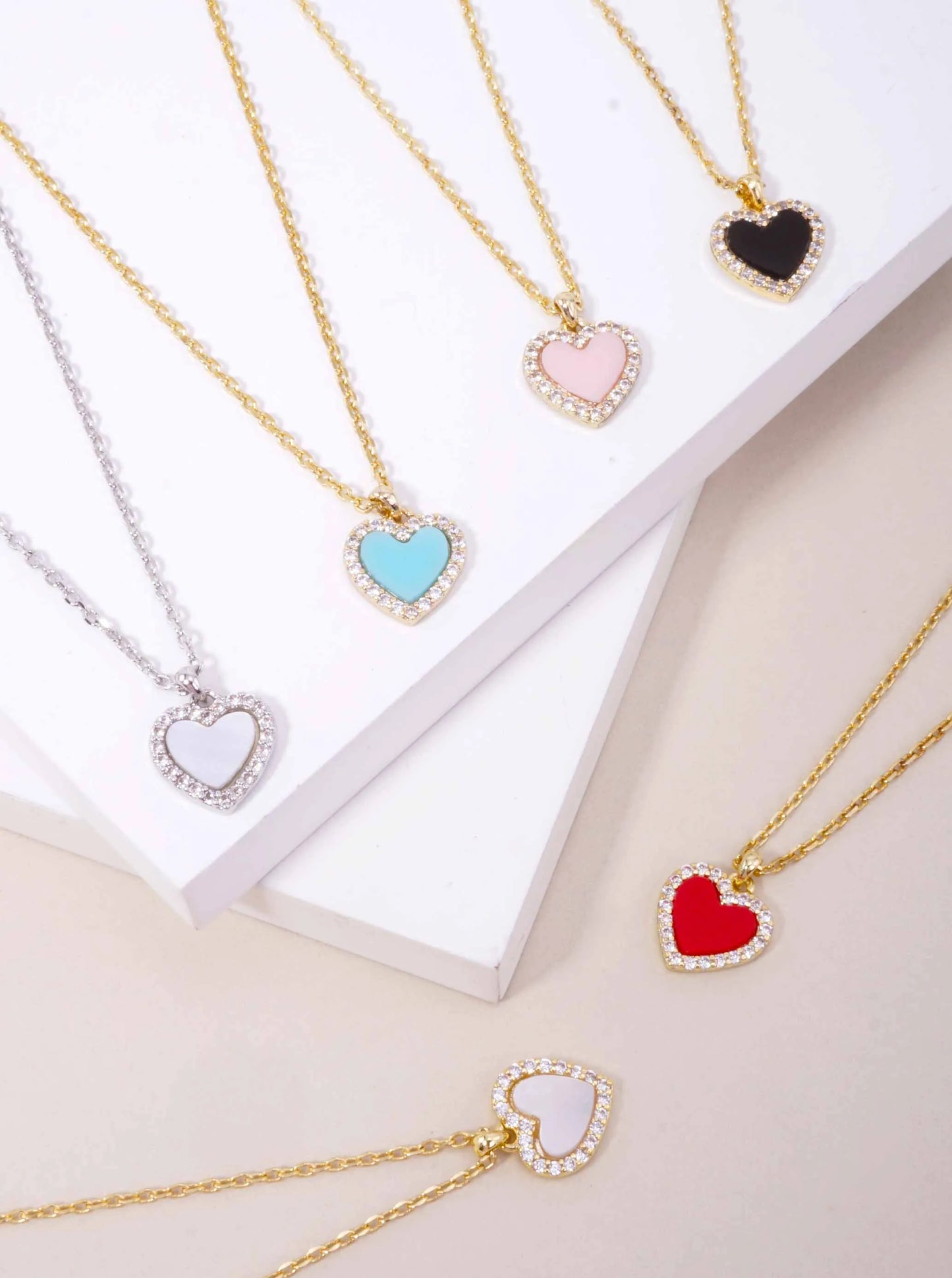Heart Pave Pendant 18K-Gold-Dipped Necklace
