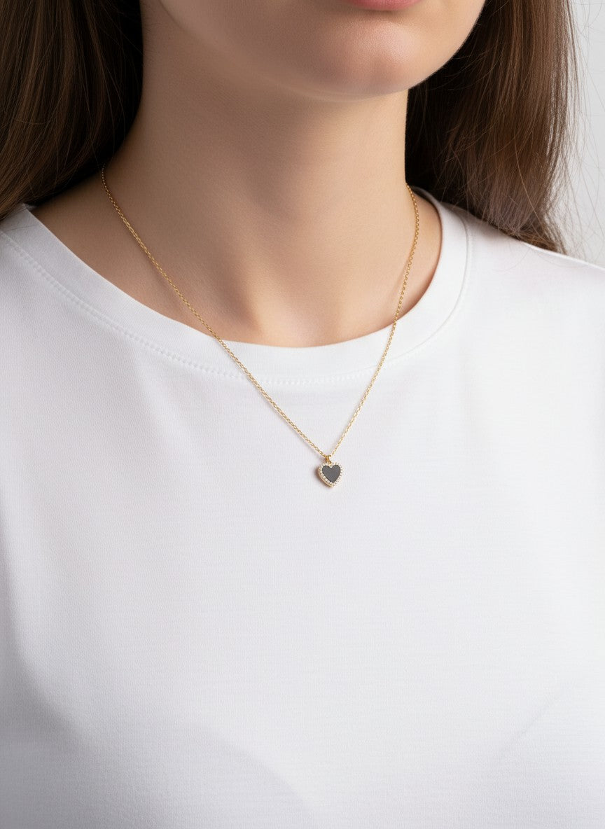 Heart Pave Pendant 18K-Gold-Dipped Necklace