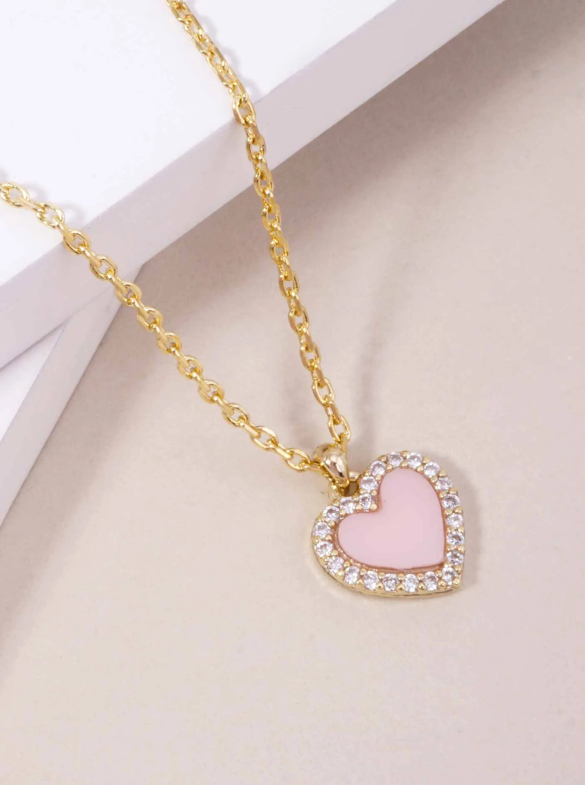 Heart Pave Pendant 18K-Gold-Dipped Necklace