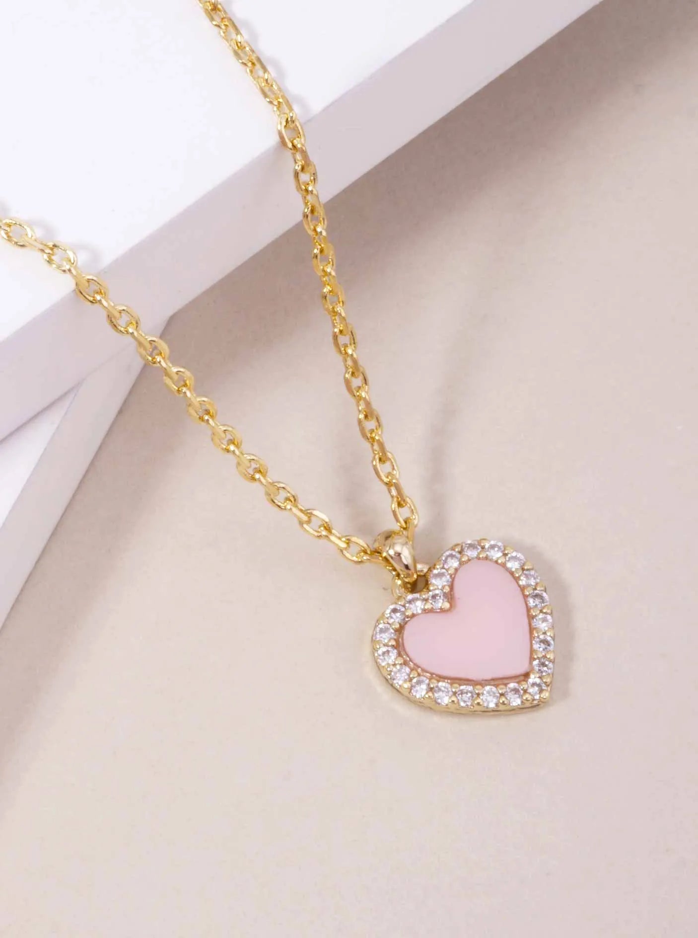 Heart Pave Pendant 18K-Gold-Dipped Necklace