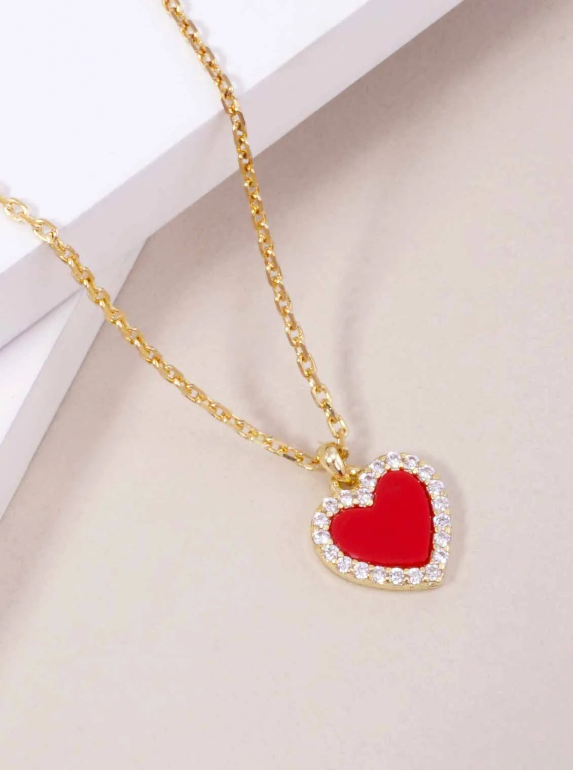 Heart Pave Pendant 18K-Gold-Dipped Necklace