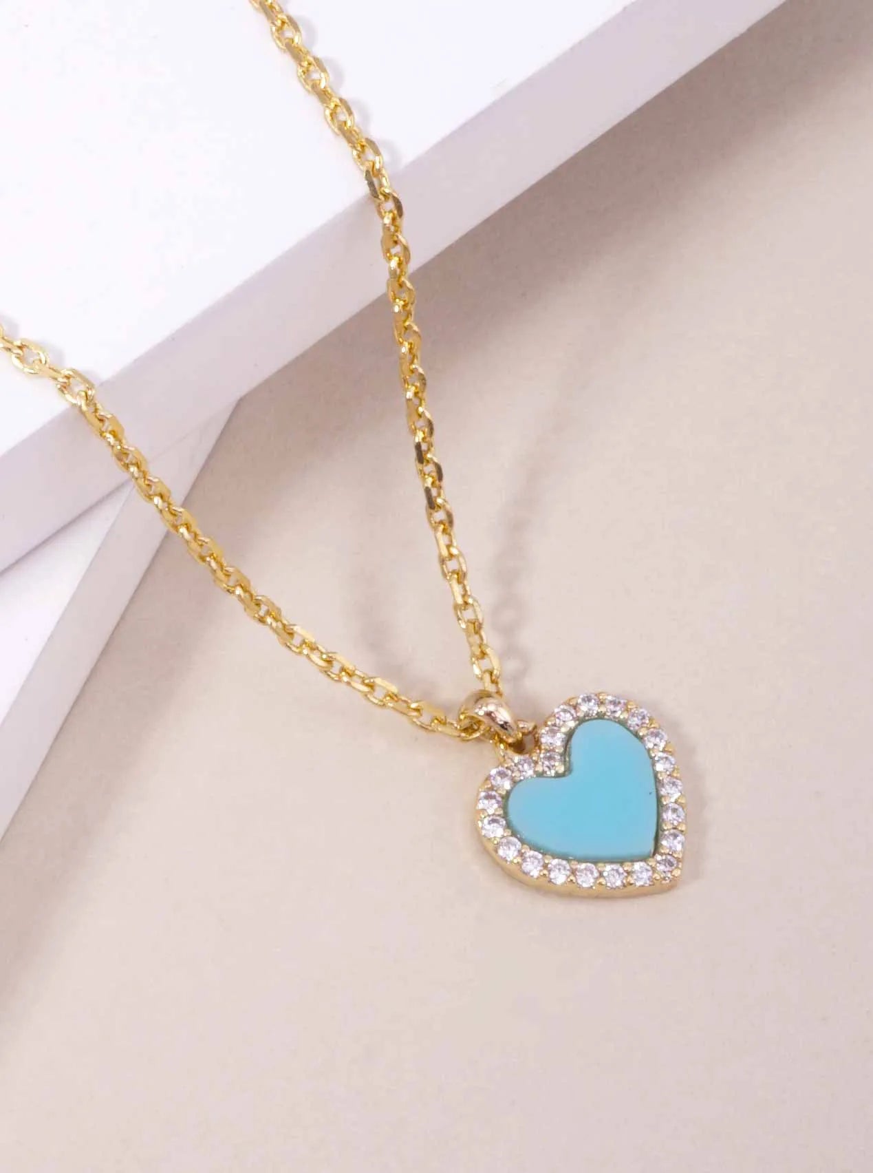 Heart Pave Pendant 18K-Gold-Dipped Necklace