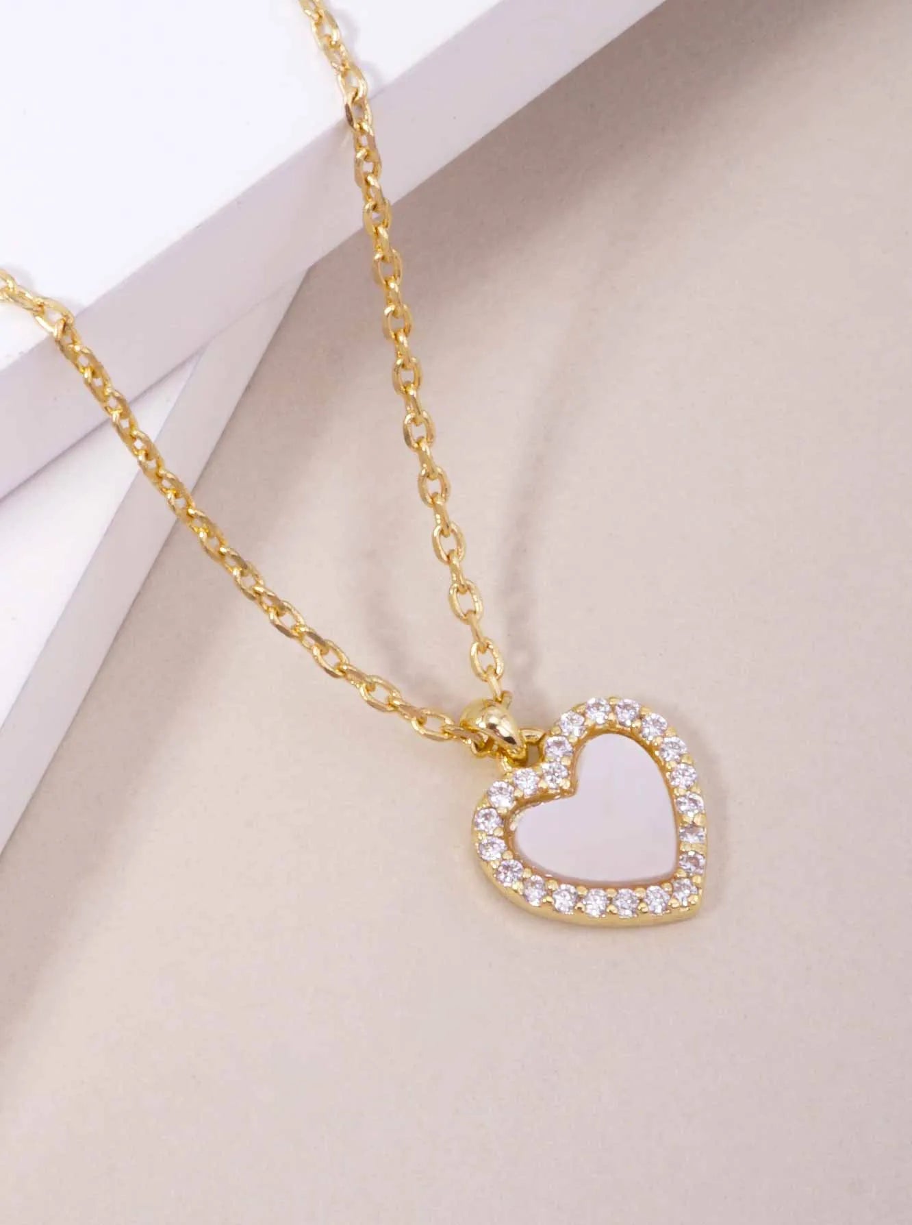 Heart Pave Pendant 18K-Gold-Dipped Necklace