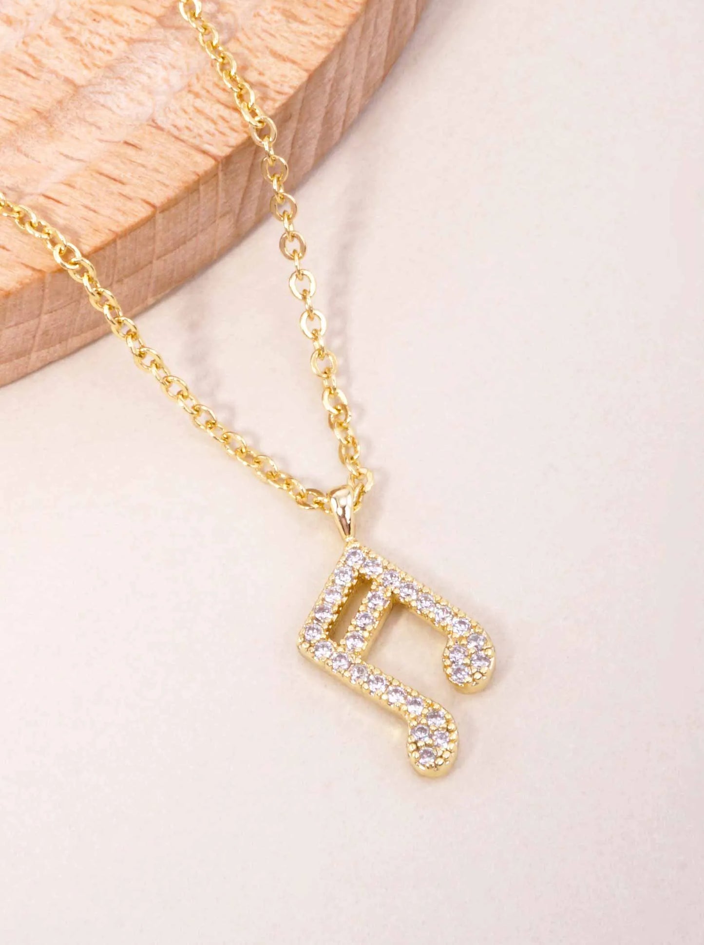 15mm Musical-Note Pendant 18K-Gold-Dipped Necklace