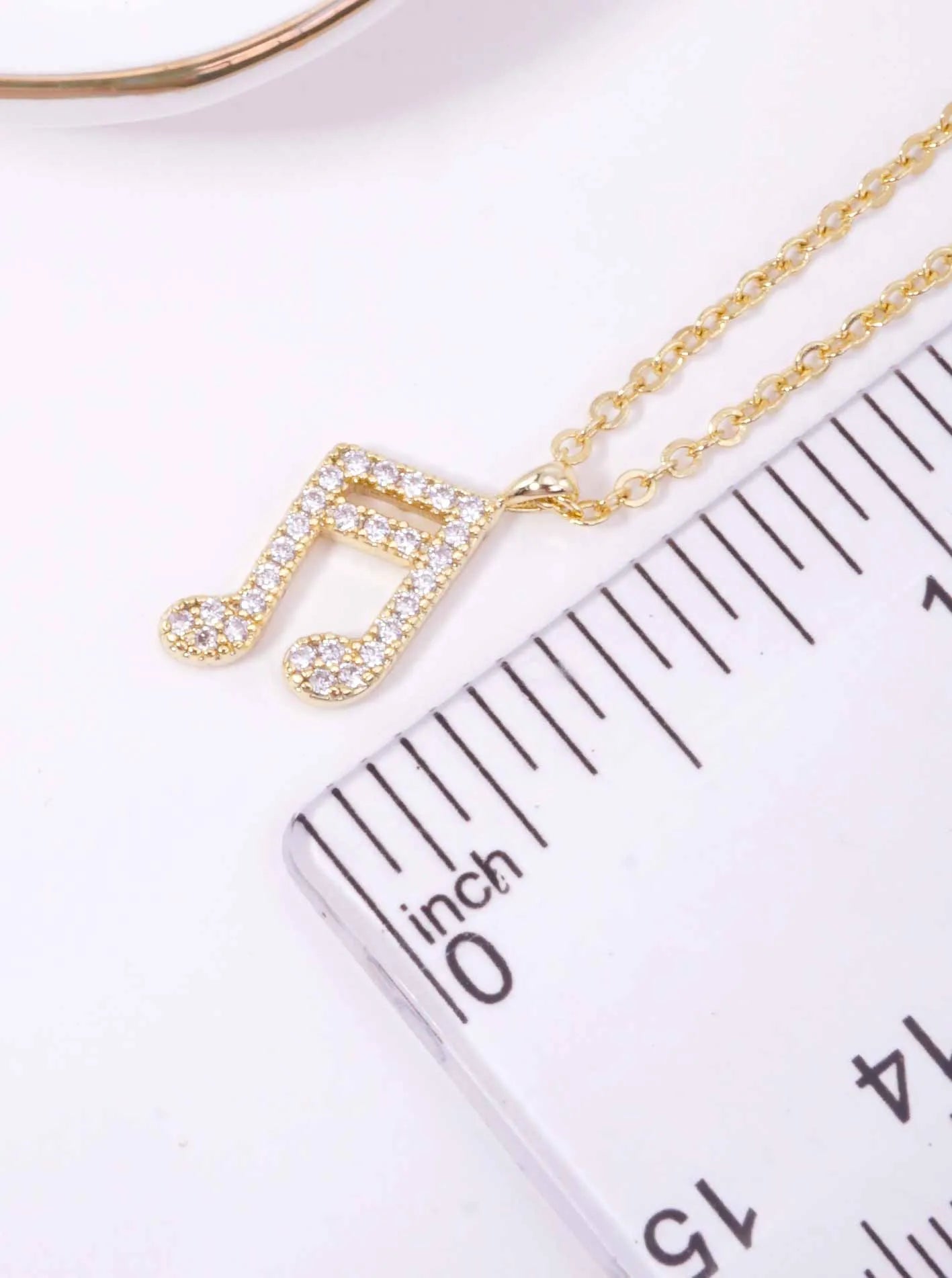 15mm Musical-Note Pendant 18K-Gold-Dipped Necklace