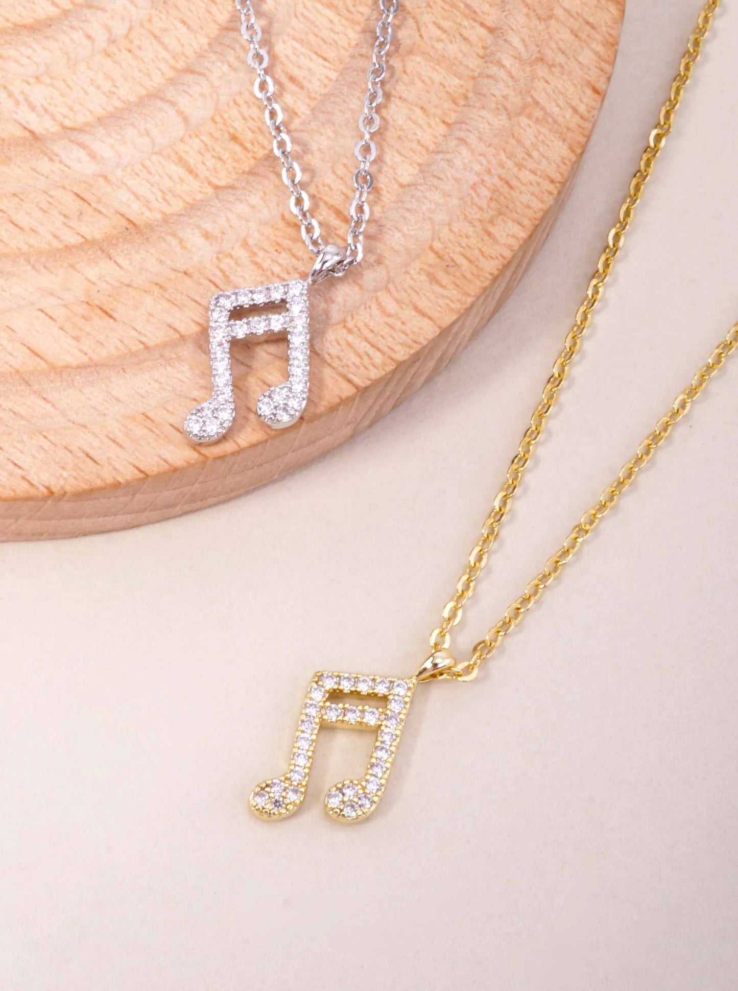 15mm Musical-Note Pendant 18K-Gold-Dipped Necklace