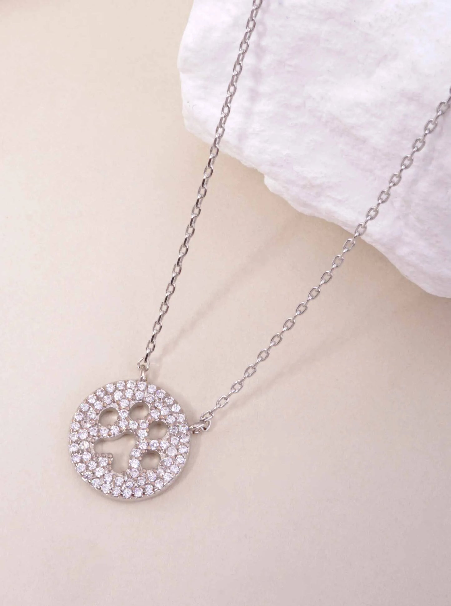 18K-Gold-Dipped Cutout Paw CZ Pendant Necklace