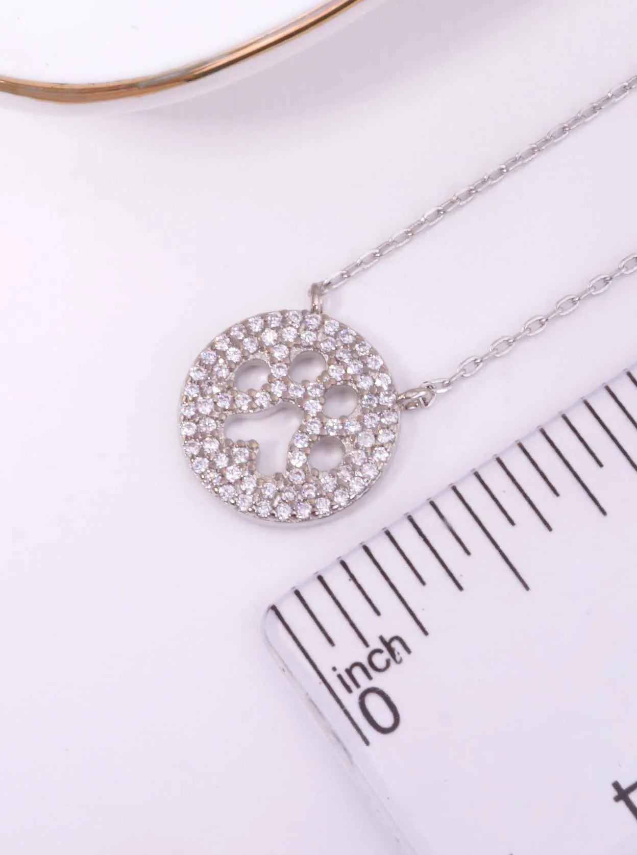 18K-Gold-Dipped Cutout Paw CZ Pendant Necklace