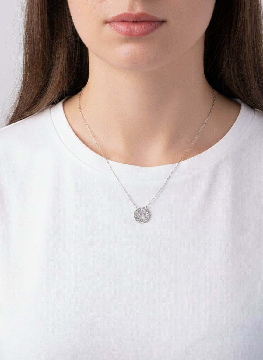 18K-Gold-Dipped Cutout Paw CZ Pendant Necklace
