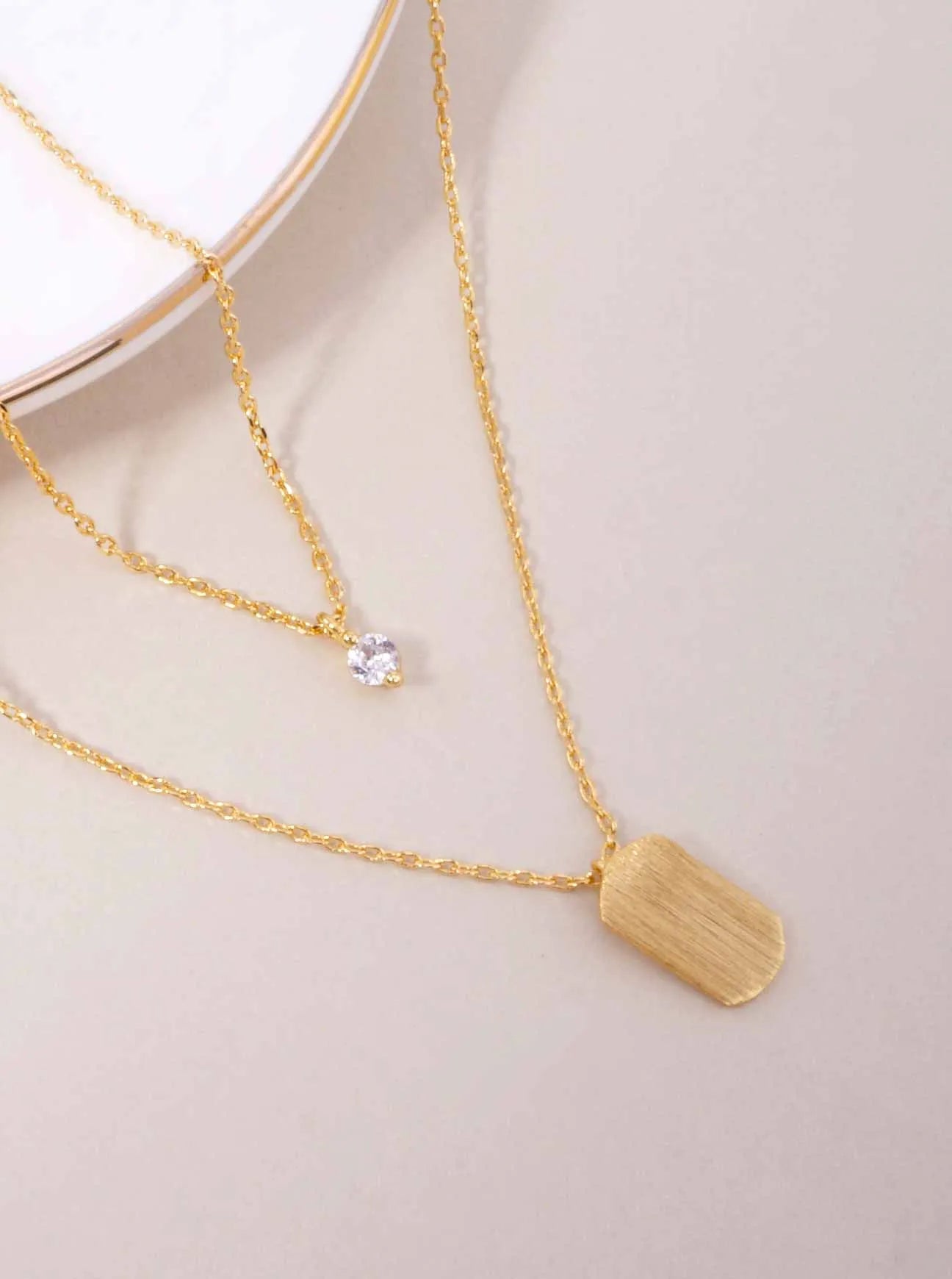 Name-Tag Pendant 18K-Gold-Dipped Layered Necklace