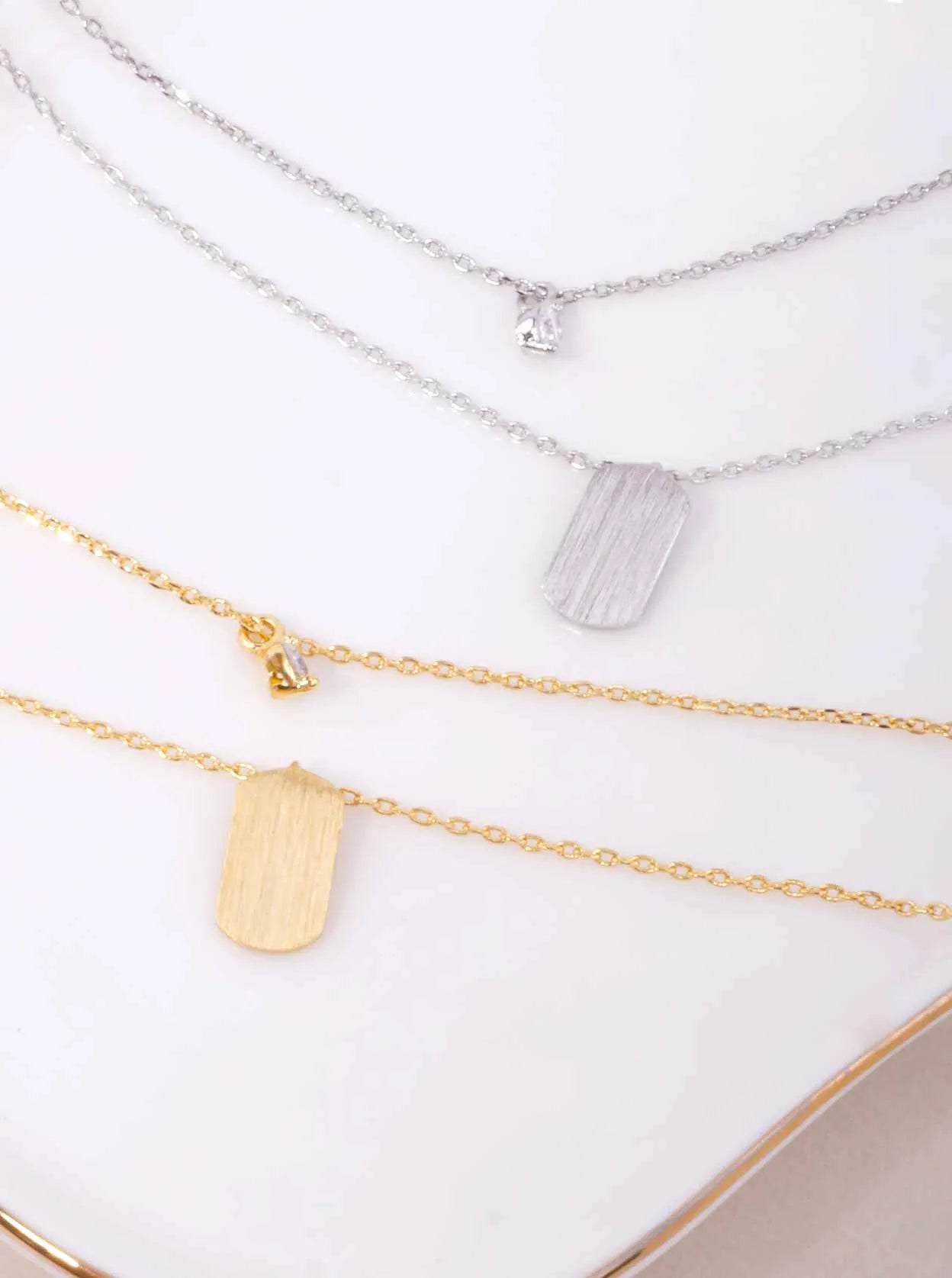 Name-Tag Pendant 18K-Gold-Dipped Layered Necklace