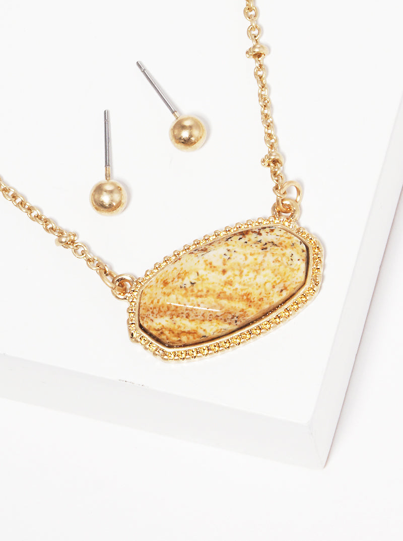 Natural Stone Geometric Shape Necklace