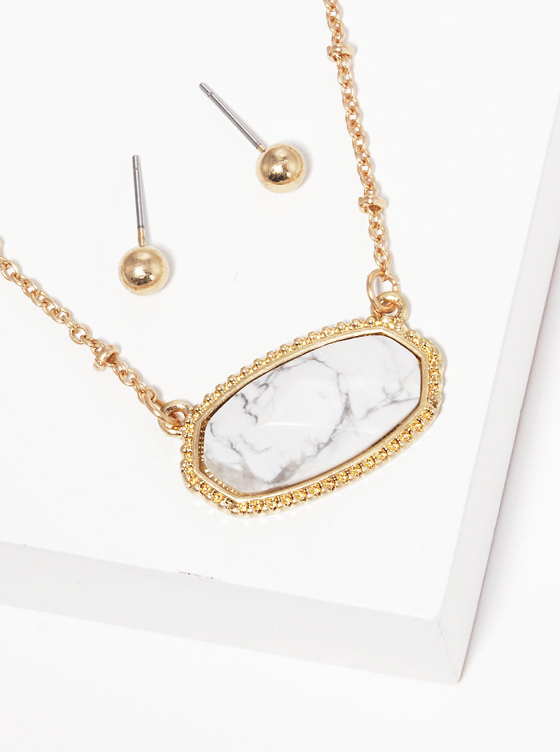 Natural Stone Geometric Shape Necklace