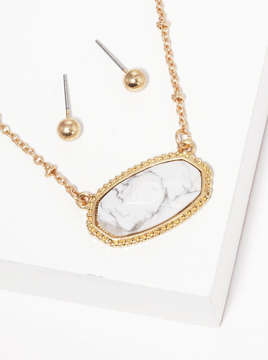 Natural Stone Geometric Shape Necklace