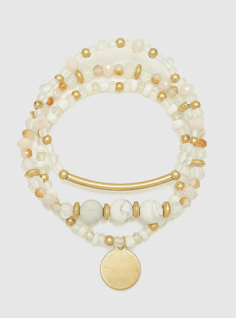 Natural Stone Multi Beads Stretch Stacklable Bracelet