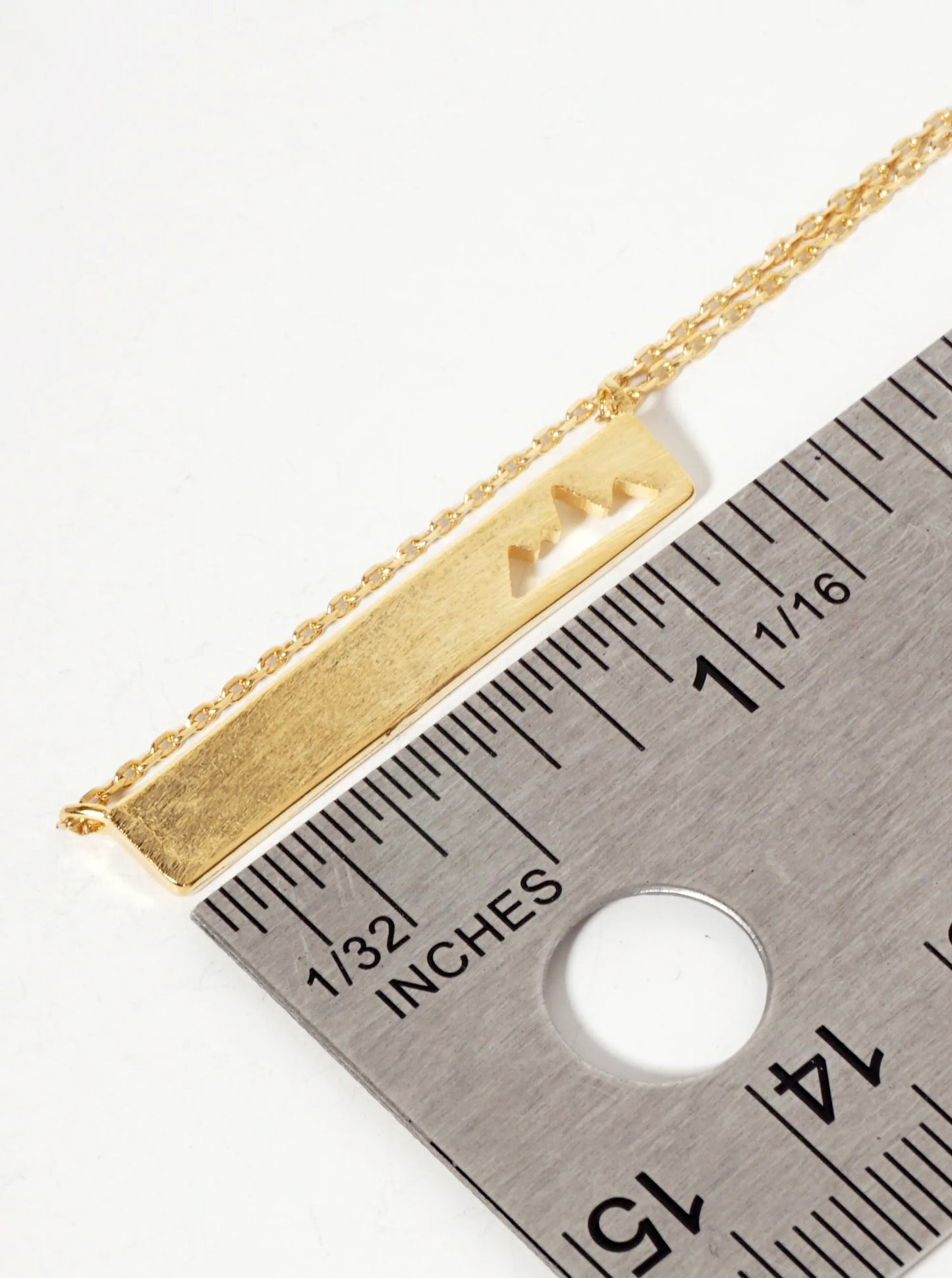 Nature-Theme Cutout Mountain Rectangle Bar Pendant 18K-Gold-Dipped Necklace