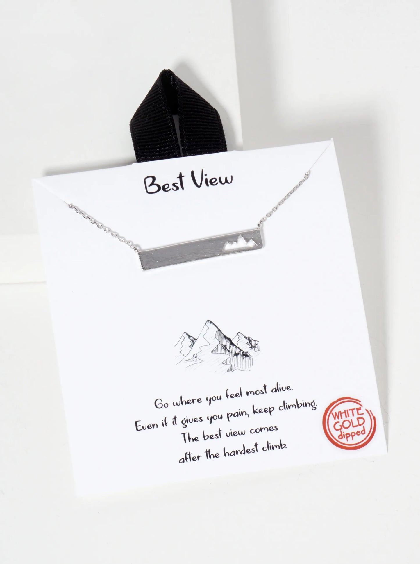 Nature-Theme Cutout Mountain Rectangle Bar Pendant 18K-Gold-Dipped Necklace