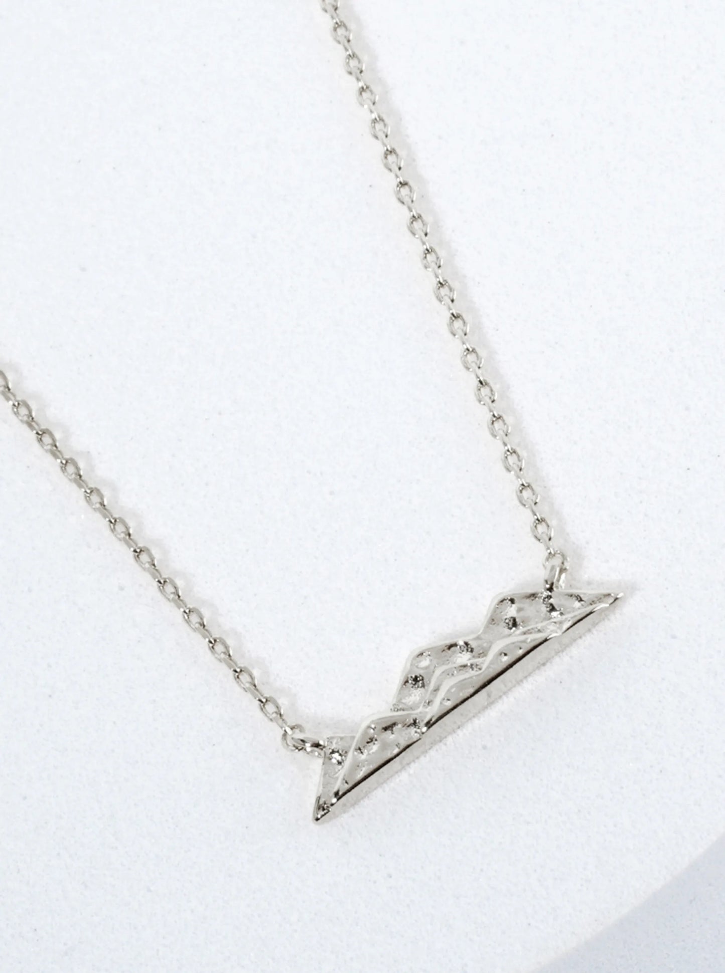 Nature-Theme Hammered-Texture 18K-Gold-Dipped Brass Mountain Pendant Necklace